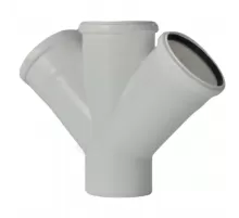 Крестовина PP-M 1-плоскостная бесшумная белая Дн 110х110х110х45гр б/нап в/к RTP (РосТурПласт) 24763