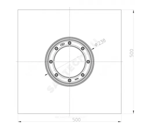 Фланец нерж сталь обжимной гидроизоляционный Дн 148 с полотном типа Montaplast B, резиновым уплотнительным кольцом 500х500мм HL HL8300.M