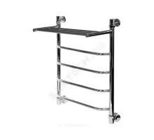 Полотенцесушитель водяной нерж сталь Лесенка Ду 25 (1") НР с полочкой 500х700мм 5П нижнее подключение б/к Уют Элит-Металл ВБК-16-08