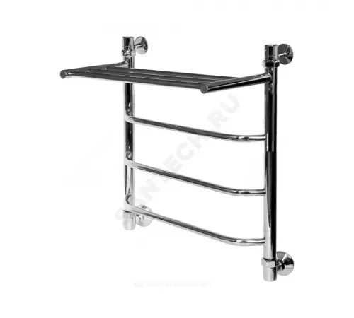 Полотенцесушитель водяной нерж сталь Лесенка Ду 25 (1") НР с полочкой 500х800мм 5П нижнее подключение б/к Уют Элит-Металл ВБК-16-09