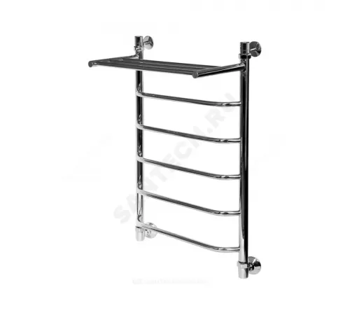 Полотенцесушитель водяной нерж сталь Лесенка Ду 25 (1") НР с полочкой 500х800мм 5П нижнее подключение б/к Уют Элит-Металл ВБК-16-09