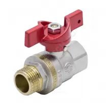 Кран шаровой латунь никель 1004 Euro Ду 25 Ру25 ВР/НР полнопроходной бабочка красная Aquasfera 1004-03