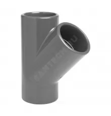 Тройник ПВХ Дн 110х45гр Ру16 серый напорный под клеевое соединение Aquaviva YEE1100