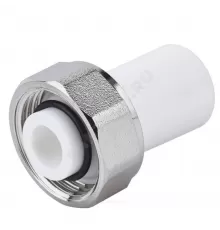 Штуцер PP-R белый Дн 20х3/4" с накидной гайкой евроконус RTP (РосТурПласт) 28193