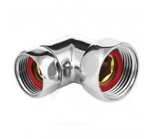 Соединитель для полотенцесушителя латунь Ду 25х20 1"x3/4" нак/гайка угловой хром Aquasfera 9207-01