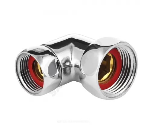 Соединитель для полотенцесушителя латунь Ду 25х20 1"x3/4" нак/гайка угловой хром Aquasfera 9207-01