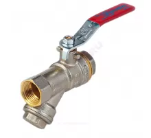 Кран-фильтр шаровой латунь никель 1014 Euro Ду 15 Ру40 ВР полнопроходной рычаг красный Aquasfera 1014-01