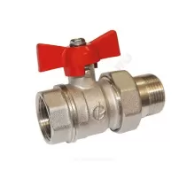Кран шаровой латунь никель Стандарт 232 аналог 11б27п1 Ду 20 Ру40 ВР/"американка" бабочка красная ГАЛЛОП 107170