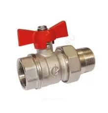 Кран шаровой латунь никель Стандарт 232 аналог 11б27п1 Ду 20 Ру40 ВР/"американка" бабочка красная ГАЛЛОП 107170