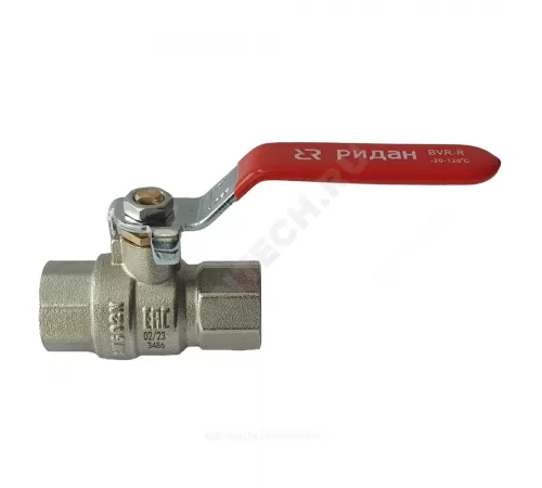 Кран шаровой латунь BVR-R Ду 40 Ру40 ВР полнопроходной рычаг красный Ридан 065B8311RG