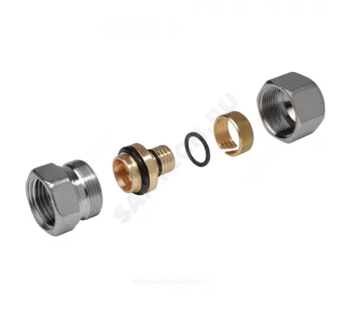 Муфта для МП/PE-X труб латунь хром Дн 16х2,0х3/4" ВР R187F Giacomini R187FX082