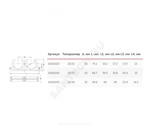 Опора PP-R двойная серая Дн 20 VALFEX 10161020Г