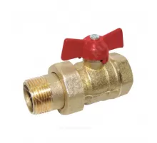 Кран шаровой латунь 11б27п9 Ду 20 Ру16 ВР/"американка" полнопроходной бабочка красная Цветлит ZW10094