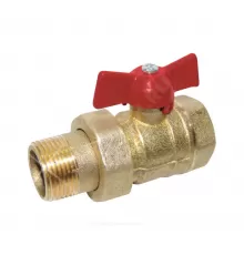 Кран шаровой латунь 11б27п9 Ду 15 Ру16 ВР/"американка" полнопроходной бабочка красная Цветлит ZW10070