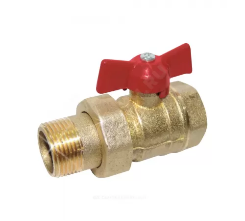 Кран шаровой латунь 11б27п9 Ду 25 Ру16 ВР/"американка" полнопроходной бабочка красная Цветлит ZW10112