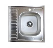 Мойка правосторонняя накладная 600х600х150мм сталь нержавеющая AISI 201 без сифона выпуск 1 1/2" Владикс V-203