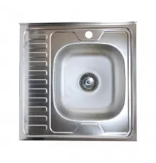 Мойка правосторонняя накладная 600х600х150мм сталь нержавеющая AISI 201 без сифона выпуск 1 1/2" Владикс V-203