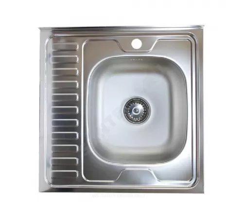 Мойка правосторонняя накладная 600х600х150мм сталь нержавеющая AISI 201 без сифона выпуск 1 1/2" Владикс V-203
