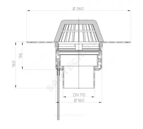 Воронка кровельная HL62.1P с вертикальным выпуском PP Дн 110 с листвоуловителем, электрообогревом, теплоизоляцией HL HL62.1P/1