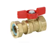 Кран шаровой латунь R251P Ду 20х25 Ру35 ВР бабочка красная с накидной гайкой для счетчиков Giacomini R251PY005