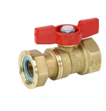 Кран шаровой латунь R251P Ду 15х20 Ру42 ВР бабочка красная с накидной гайкой для счетчиков Giacomini R251PY003