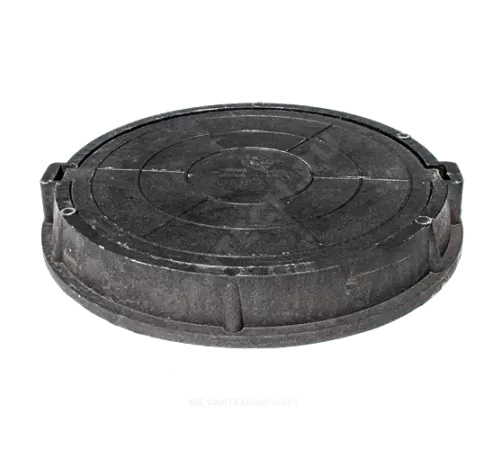 Люк полимер (тяжелый) серый/черный круглый 760х630 h=110мм 150кН Сантехкомплект