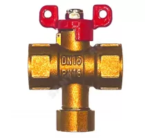 Кран-фильтр шаровой латунь КШФЭ Ду 15 Ру16 ВР бабочка красная Пензапромарматура 058011111