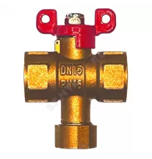 Кран-фильтр шаровой латунь КШФЭ Ду 15 Ру16 ВР бабочка красная Пензапромарматура 058011111