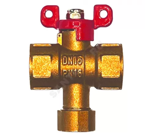 Кран-фильтр шаровой латунь КШФЭ Ду 15 Ру16 ВР бабочка красная Пензапромарматура 058011111