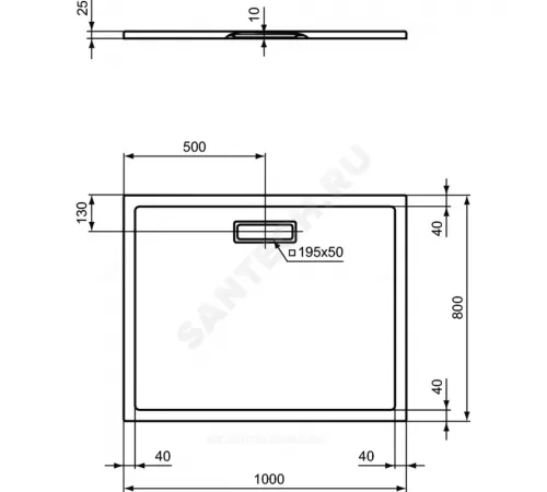 Поддон душевой акрил прямоугольный ULTRAFLAT NEW 1000х800х25 Ideal Standard T446801