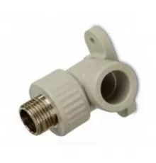 Угольник PP-R комбинированный серый Дн 20х3/4" НР для PP-R с креплением RTP (РосТурПласт) 15920