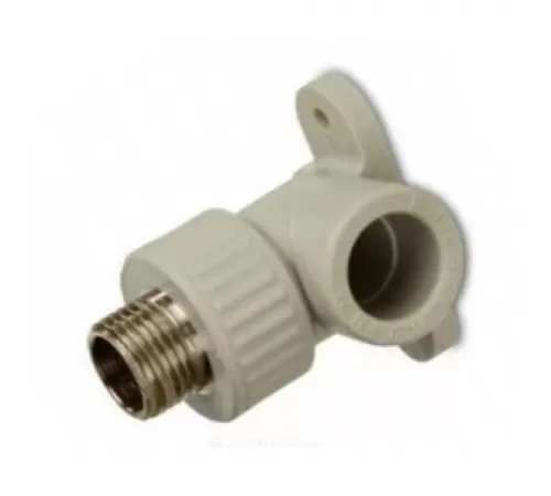 Угольник PP-R комбинированный серый Дн 20х3/4" НР для PP-R с креплением RTP (РосТурПласт) 15920