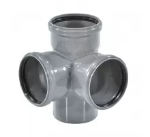 Крестовина PP-H 2-плоскостная серая Дн 110х110х110х87гр б/нап в/к RTP (РосТурПласт) 36539