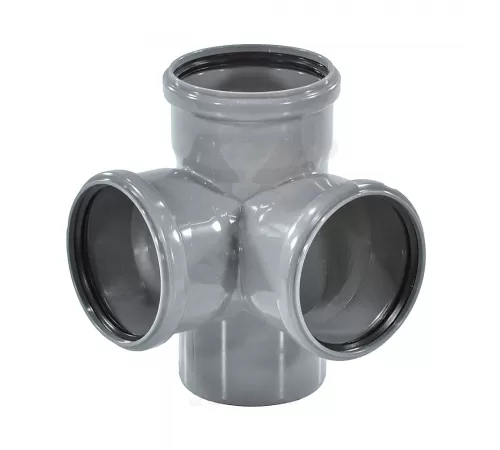 Крестовина PP-H 2-плоскостная серая Дн 110х110х110х87гр б/нап в/к RTP (РосТурПласт) 36539