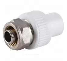 Муфта трубная PP-R комбинированная белая Дн 20х16 для соединения PPR-PEX труб VALFEX 11142020