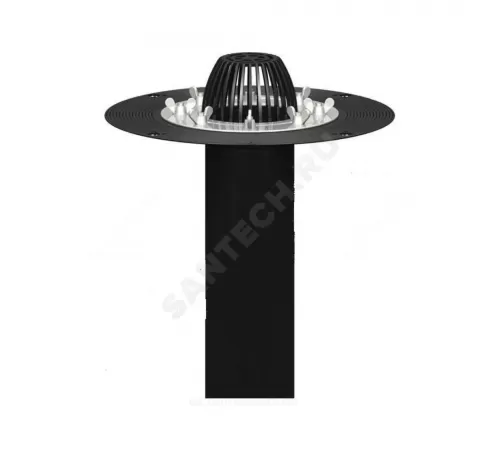 Воронка кровельная с вертикальным выпуском PP Дн 110 с листвоуловителем, прижимным фланцем из нержавеющей стали Татполимер ТП-01.100/6