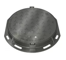 Люк чугун канализационный (К) Т (тяжелый) С250 круглый m=49,2кг h=100мм с замковым устройством фиксатором и пружиной Т(С250)-2-60 ГОСТ 3634-2019