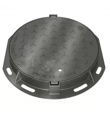 Люк чугун канализационный (К) Т (тяжелый) С250 круглый m=49,2кг h=100мм с замковым устройством фиксатором и пружиной Т(С250)-2-60 ГОСТ 3634-2019