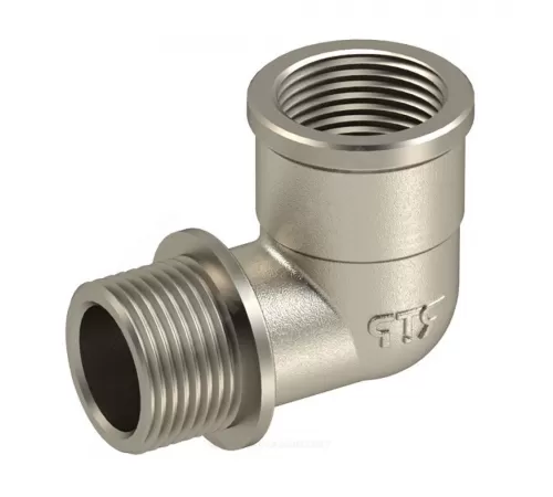 Угольник латунь никель реборда Ду 20 (3/4") ВР/НР RTP (РосТурПласт) 25183