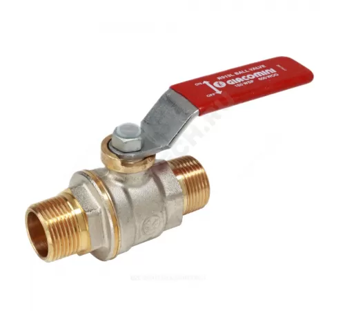 Кран шаровой DADO латунь никель R913L Ду 25 Ру35 НР полнопроходной рычаг красный Giacomini R913LX025