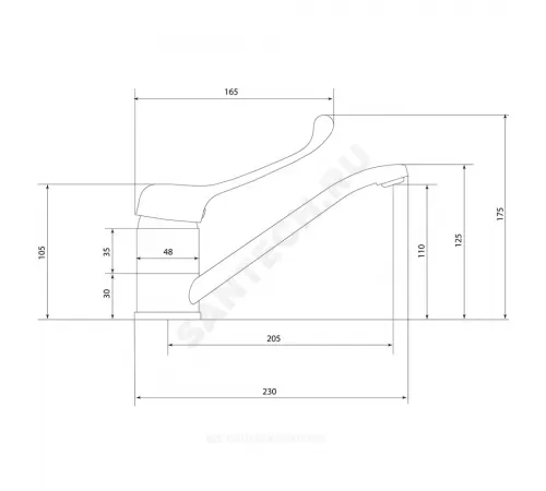 Смеситель для кухонной мойки хирургический локтевой одноручный Хирург Х-серия Славен СЛ-ОД-Х81