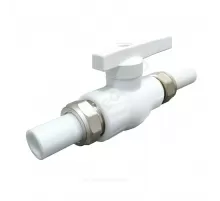 Кран шаровой PP-R полнопроходной белый Дн 20 с двусторонним разъемным соединением VALFEX 20246020