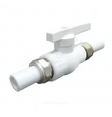 Кран шаровой PP-R полнопроходной белый Дн 20 с двусторонним разъемным соединением VALFEX 20246020