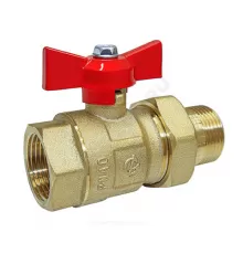 Кран шаровой латунь Крепыш 332 аналог 11б27п1 Ду 15 Ру40 ВР/"американка" полнопроходной бабочка красная ГАЛЛОП 0103225