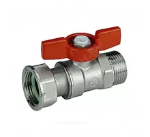 Кран шаровой латунь R254P Ду 15х20 Ру42 НР/нак. гайка бабочка красная с накидной гайкой для счетчиков Giacomini R254PY003