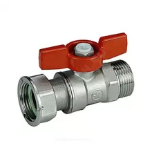 Кран шаровой латунь R254P Ду 15х20 Ру42 НР/нак. гайка бабочка красная с накидной гайкой для счетчиков Giacomini R254PY003