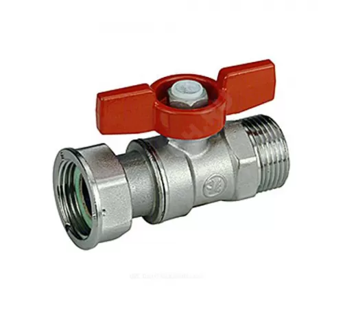 Кран шаровой латунь R254P Ду 15х20 Ру42 НР/нак. гайка бабочка красная с накидной гайкой для счетчиков Giacomini R254PY003