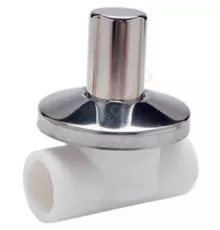 Клапан (вентиль) PP-R запорный белый хромированный Дн 20х90гр внутренняя пайка VALFEX 11154020