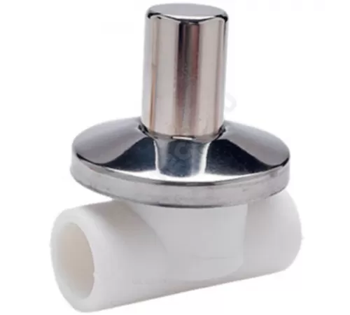 Клапан (вентиль) PP-R запорный белый хромированный Дн 20х90гр внутренняя пайка VALFEX 11154020