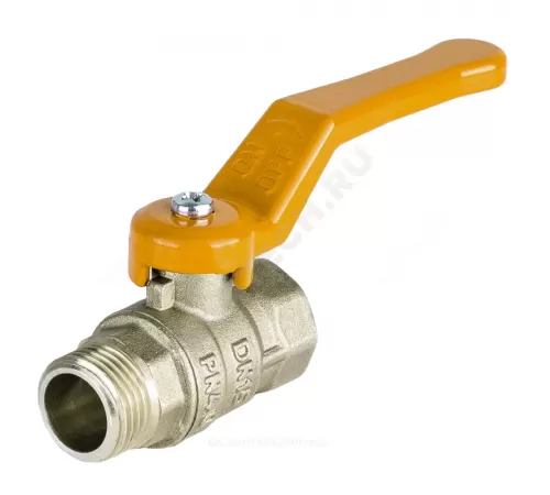Кран шаровой латунь никель газ Стандарт Ду 15 Ру40 ВР/НР полнопроходной рычаг Dist Н421Р